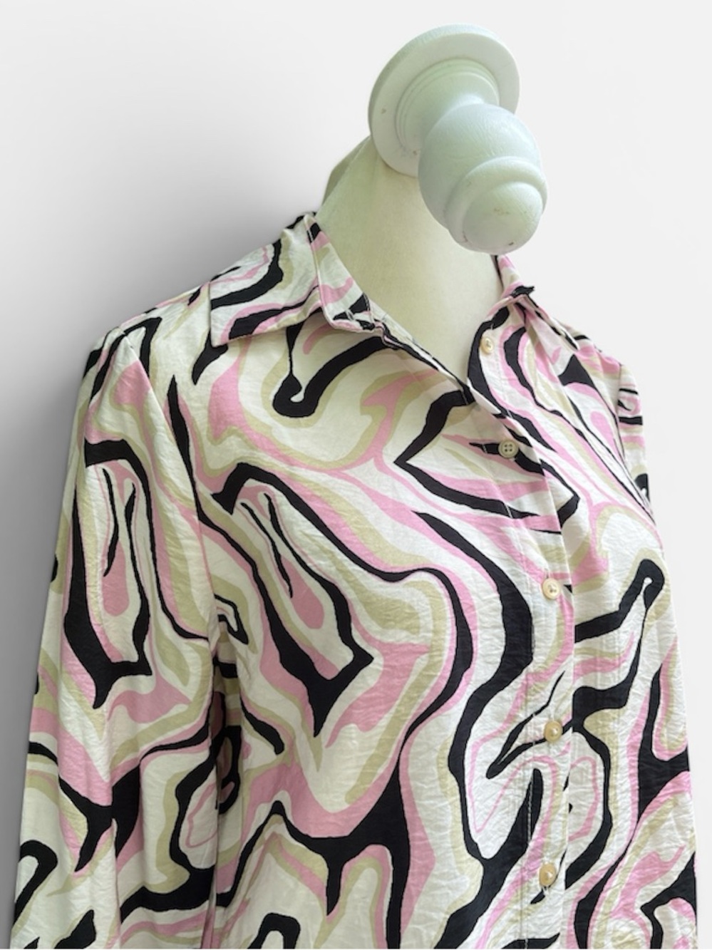 Rachel Zoe Swirl Print Blouse in Pink & Black Size XS (Runs Big) NWT - Picture 5 of 8